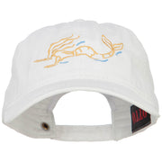 Mermaid Outline Embroidered Washed Cotton Cap