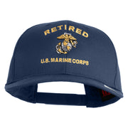 Retired US Marine Corps Embroidered Solid Cotton Twill Pro Style Cap - Navy OSFM