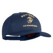 Retired US Marine Corps Embroidered Solid Cotton Twill Pro Style Cap - Navy OSFM