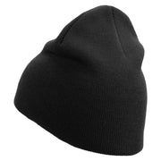 Sun Embroidered 8 inch Acrylic Short beanie - Black OSFM