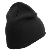 Sun Embroidered 8 inch Acrylic Short beanie - Black OSFM