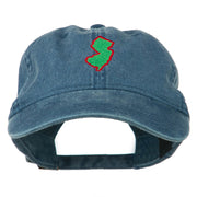 New Jersey State Map Embroidered Washed Cotton Cap