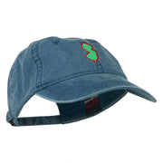 New Jersey State Map Embroidered Washed Cotton Cap