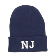 NJ New Jersey State Embroidered Cuff Beanie