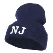 NJ New Jersey State Embroidered Cuff Beanie