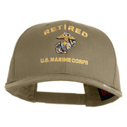 Retired US Marine Corps Embroidered Solid Cotton Twill Pro Style Cap - Khaki OSFM