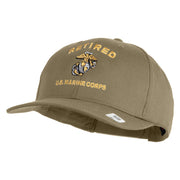 Retired US Marine Corps Embroidered Solid Cotton Twill Pro Style Cap - Khaki OSFM
