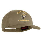 Retired US Marine Corps Embroidered Solid Cotton Twill Pro Style Cap - Khaki OSFM