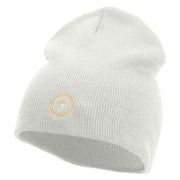 Sun Embroidered 8 inch Acrylic Short beanie - White OSFM