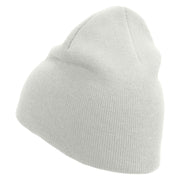 Sun Embroidered 8 inch Acrylic Short beanie - White OSFM