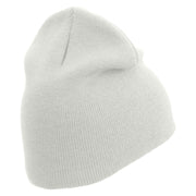 Sun Embroidered 8 inch Acrylic Short beanie - White OSFM