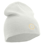 Sun Embroidered 8 inch Acrylic Short beanie - White OSFM