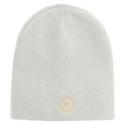 Sun Embroidered 8 inch Acrylic Short beanie - White OSFM