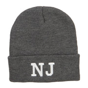 NJ New Jersey State Embroidered Cuff Beanie