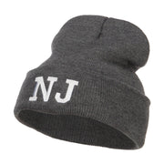 NJ New Jersey State Embroidered Cuff Beanie