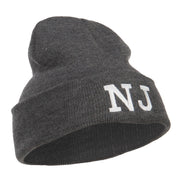 NJ New Jersey State Embroidered Cuff Beanie