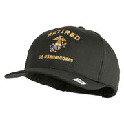 Retired US Marine Corps Embroidered Solid Cotton Twill Pro Style Cap - Charcoal OSFM