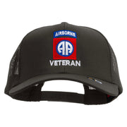 Licensed 82nd Airborne Veteran Embroidered Solid Cotton Twill Mesh Prostyle Cap - Charcoal OSFM