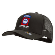 Licensed 82nd Airborne Veteran Embroidered Solid Cotton Twill Mesh Prostyle Cap - Charcoal OSFM