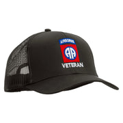 Licensed 82nd Airborne Veteran Embroidered Solid Cotton Twill Mesh Prostyle Cap - Charcoal OSFM