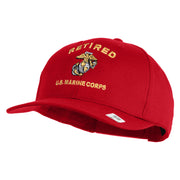 Retired US Marine Corps Embroidered Solid Cotton Twill Pro Style Cap - Red OSFM