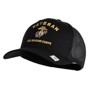 Veteran US Marine Corps Embroidered Solid Cotton Twill Mesh Prostyle Cap - Black OSFM
