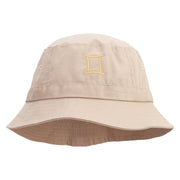 Gemini Astrology Embroidered Pigment Dyed Bucket Hat - Khaki OSFM