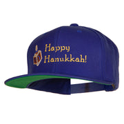 Hanukkah Dreidel Embroidered Wool Blend Snapback Cap