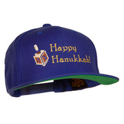 Hanukkah Dreidel Embroidered Wool Blend Snapback Cap