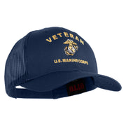 Veteran US Marine Corps Embroidered Solid Cotton Twill Mesh Prostyle Cap - Navy OSFM