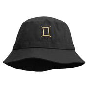 Gemini Astrology Embroidered Pigment Dyed Bucket Hat - Black OSFM