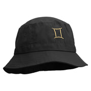 Gemini Astrology Embroidered Pigment Dyed Bucket Hat - Black OSFM