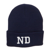 ND North Dakota Embroidered Long Beanie