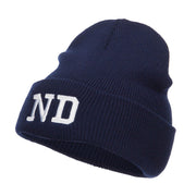 ND North Dakota Embroidered Long Beanie