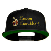 Hanukkah Dreidel Embroidered Wool Blend Snapback Cap