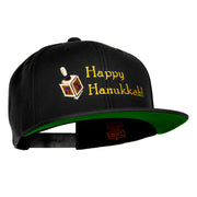 Hanukkah Dreidel Embroidered Wool Blend Snapback Cap