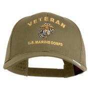 Veteran US Marine Corps Embroidered Solid Cotton Twill Mesh Prostyle Cap - Khaki OSFM