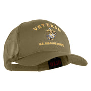 Veteran US Marine Corps Embroidered Solid Cotton Twill Mesh Prostyle Cap - Khaki OSFM