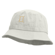 Gemini Astrology Embroidered Pigment Dyed Bucket Hat - White OSFM