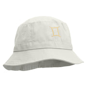 Gemini Astrology Embroidered Pigment Dyed Bucket Hat - White OSFM