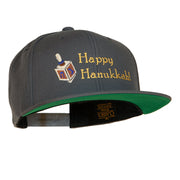 Hanukkah Dreidel Embroidered Wool Blend Snapback Cap