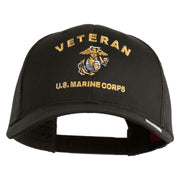 Veteran US Marine Corps Embroidered Solid Cotton Twill Mesh Prostyle Cap - Charcoal OSFM