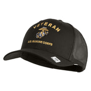 Veteran US Marine Corps Embroidered Solid Cotton Twill Mesh Prostyle Cap - Charcoal OSFM