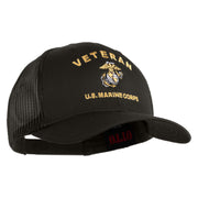 Veteran US Marine Corps Embroidered Solid Cotton Twill Mesh Prostyle Cap - Charcoal OSFM