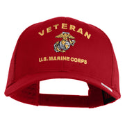 Veteran US Marine Corps Embroidered Solid Cotton Twill Mesh Prostyle Cap - Red OSFM