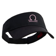 Libra Astrology Embroidered Cotton Twill Sun Visor - Black OSFM