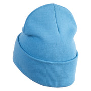 Judging Cat Logo Embroidered 12 Inch Solid Knit Cuff Long Beanie Made in USA - Carolina Blue OSFM