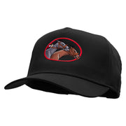 Horse Racing Embroidered Solid Cotton Twill 5 Panel Prostyle Snap Cap