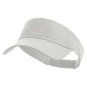 Libra Astrology Embroidered Cotton Twill Sun Visor - White OSFM