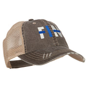 Finland FIN Flag Embroidered Low Profile Cotton Mesh Cap